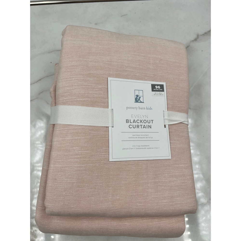 Pottery Barn Kids Curtain 54x96 Pink Evelyn Blackout Linen Cotton Blend NWT